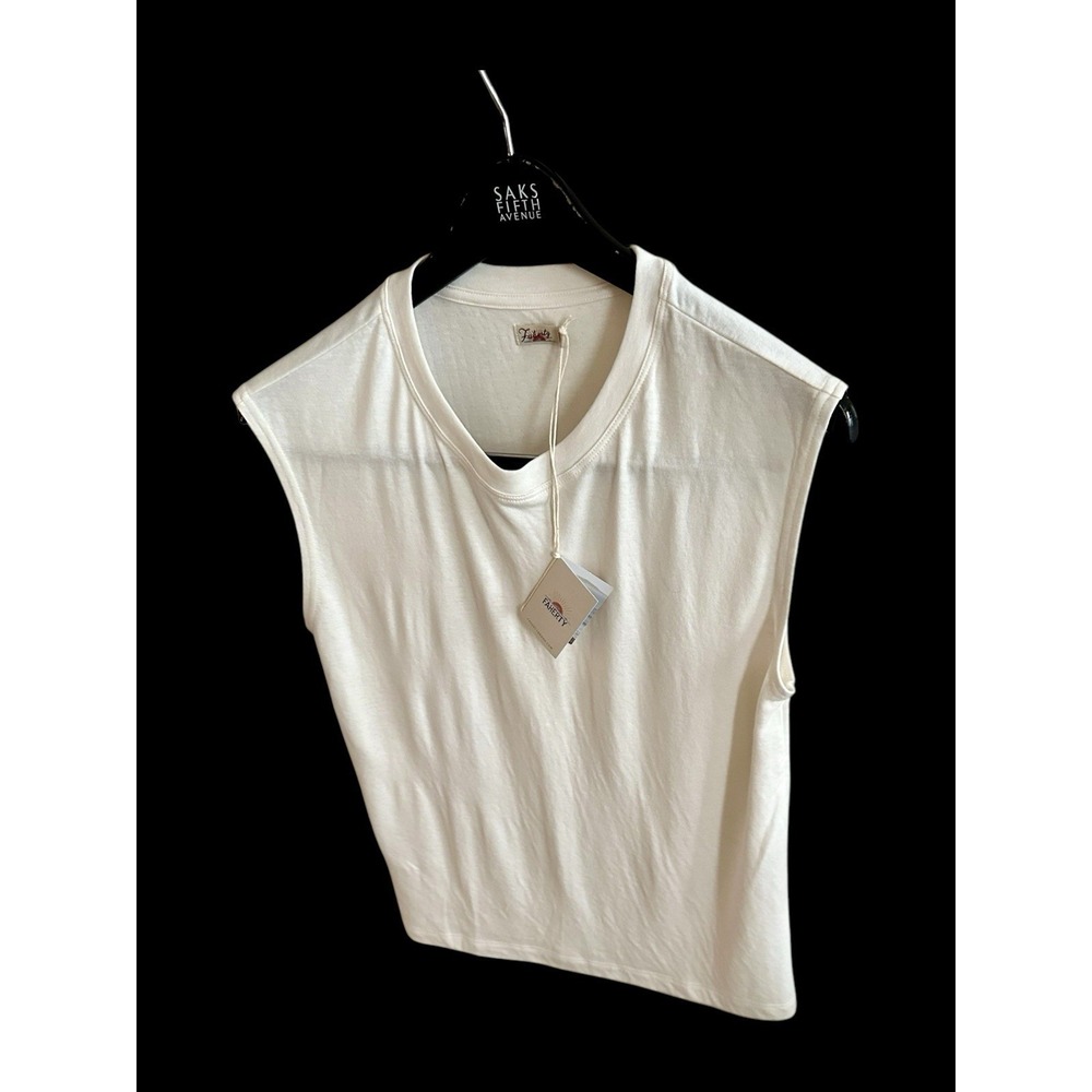 Faherty Cutoff Shirt Cloud Muscle Tshirt Sz Medium Cream - Picture 4 of 10